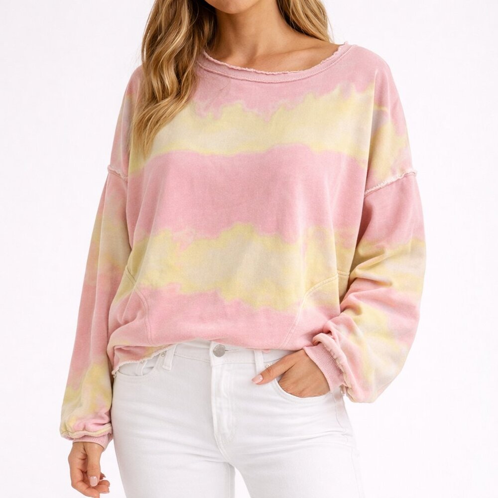 Free People Feels Right Pullover Sweatshirt – Tie Dye – Size S (Oversized)